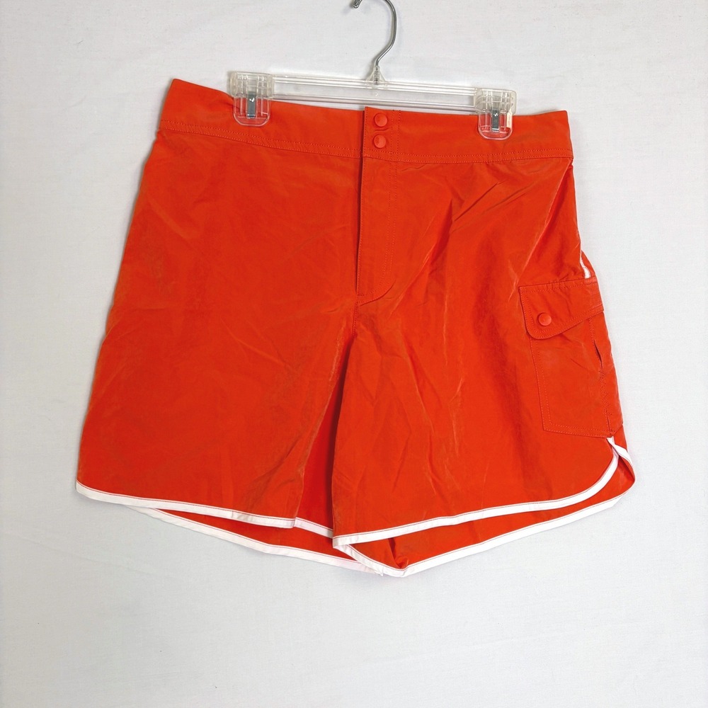 Free People FP Movement Board Shorts Orange‎ White Trim Large 7" Retro